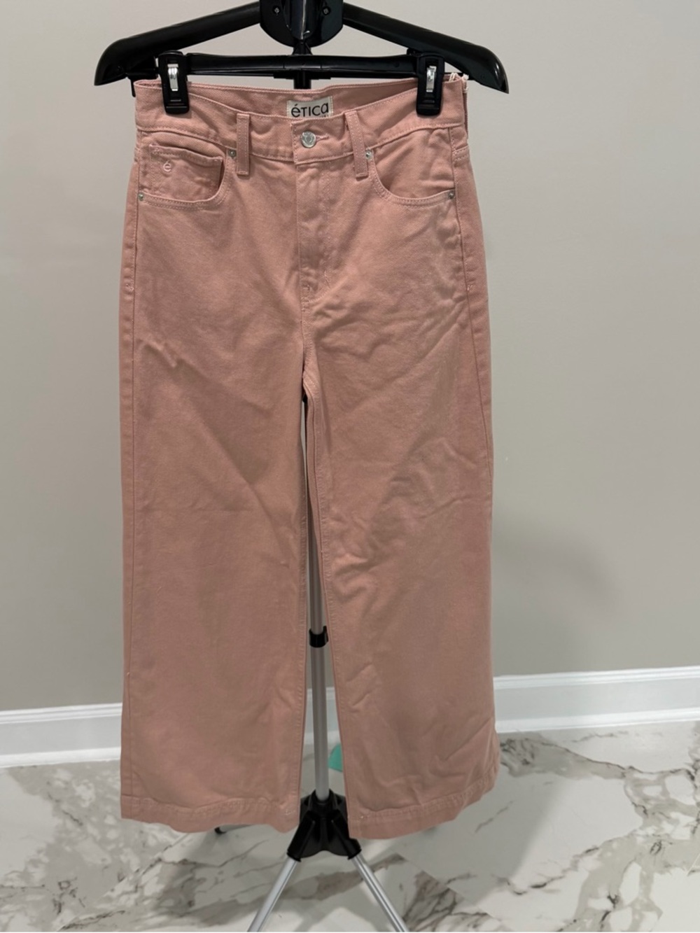 Etica- Wide Leg High-Rise Jeans in Blush Pink - Picture 4 of 6